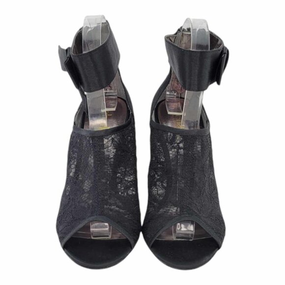 NEW Charles David Black Sateen Bow and Mesh Heels Sz 6.5 - Picture 9 of 10